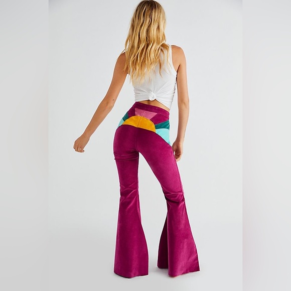 Ray of Sunshine Corduroy Flare Bell Bottoms in Purple Mountains - Picture 3 of 6